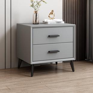 Light Luxury Leather Nordic Simple Modern Ins Internet Celebrity Storage Side Cabinet Bedside Table Solid Wood Soft Package Bedroom