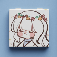 Ins scenery small mirror, 2D creative student makeup mirror, portable foldable mirror, double-sided mirror