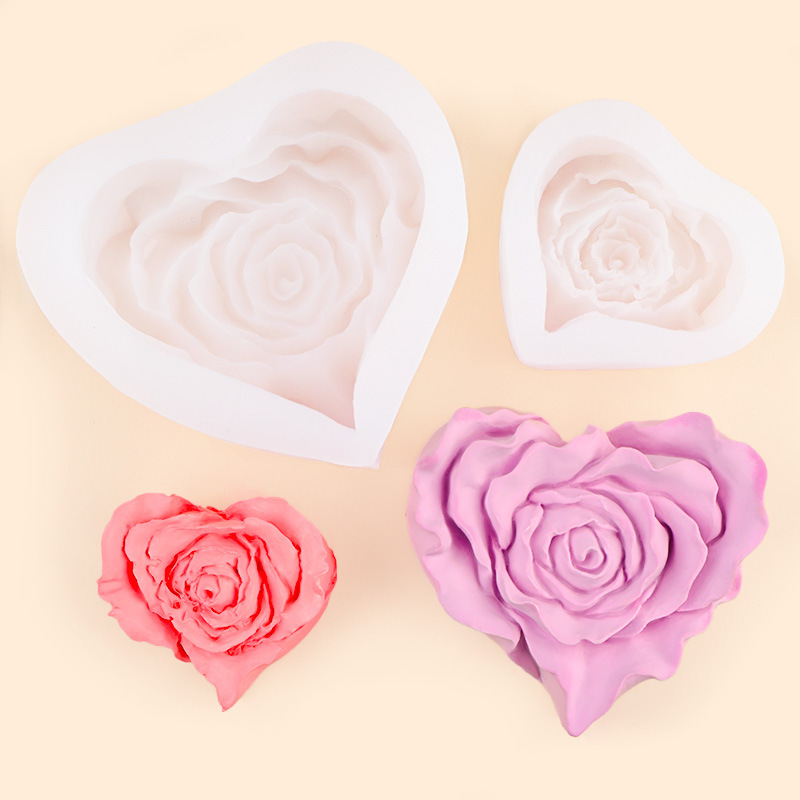 Rose love aromaterapia vela molde de silicona yeso de bricolaje molde de jabón hecho a mano pastel molde de horneado de chocolate