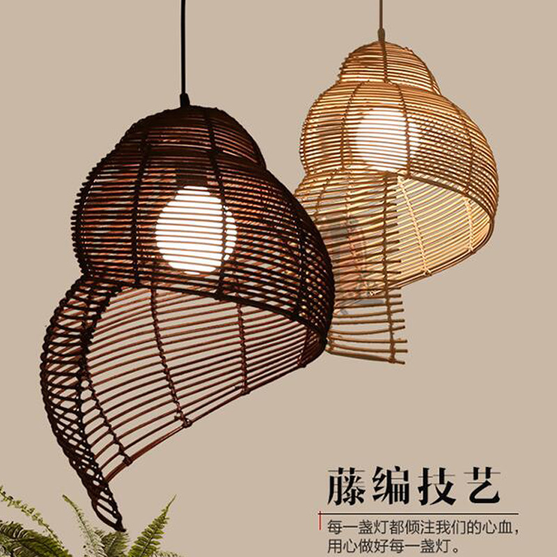 Bamboo Lantern-woven chandelier retro Chinese antique restaurant bar lamp creative personality Southeast Asia rattan chandelier