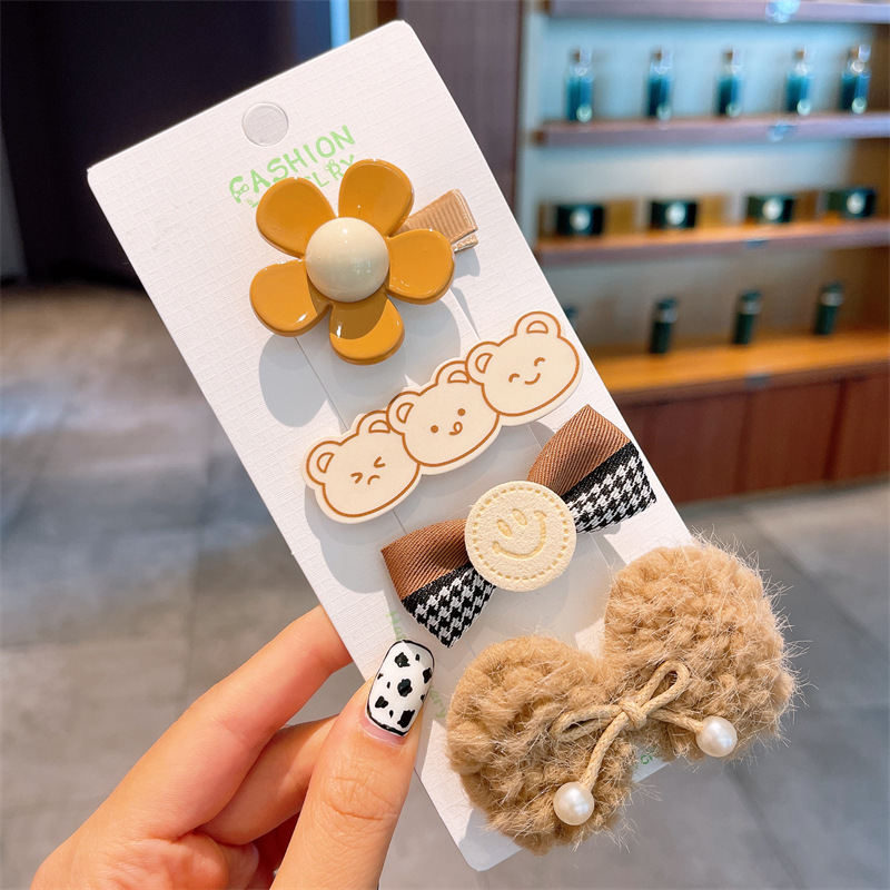 La horquilla de la niña no duele el cabello El tocado de horquilla para niños Otoño e Invierno leche La Cabeza trasera de la niña marrón pelo roto clip de acabado