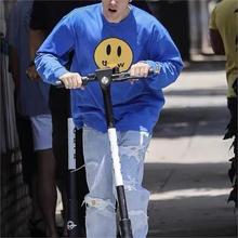 外贸重磅棉笑脸Drew小众潮牌美式宽松男士情侣内搭打底衫长袖T恤