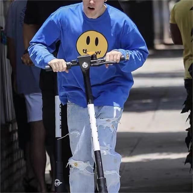 Heavyweight Cotton Smiley Face Drew Niche Trendy Brand American-Style Loose Men's Couple's Base Layer Long-Sleeve T-Shirt Heavyweight Cotton Smiley Face Drew Niche Trendy Brand American-Style Loose Men's Couple's Base Layer Long-Sleeve T-Shirt