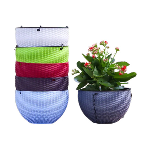 New simple imitation rattan green radish hanging basket basin hanging home green plant potted hanging orchid flower pot manufacturer sends hanging chain