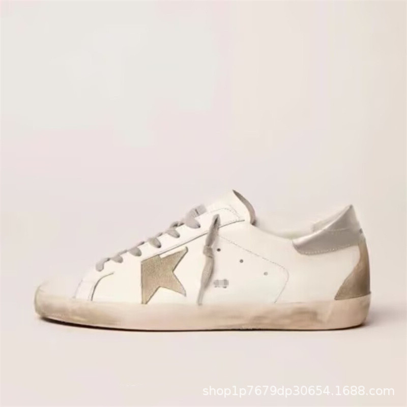 Cross-Border Popular Leather Height-Increasing Star-Patterned Distressed Sneakers Korean Vintage Style Unisex Sneakers Internet Celebrity White Shoes Couple's Model Cross-Border Popular Leather Height-Increasing Star-Patterned Distressed Sneakers Korean Vintage Style Unisex Sneakers Internet Celebrity White Shoes Couple's Model