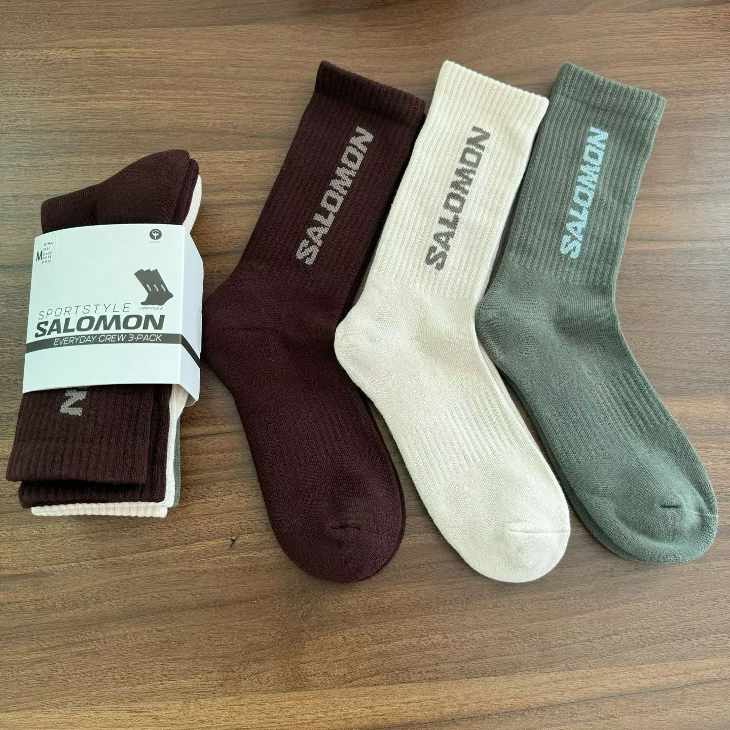 Wholesale Salomon Towel-Soled Sports Trendy Socks for Men and Women, Mid-High Tube Outdoor Thickened Terry Sweat-Absorbent Breathable Cotton Socks