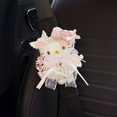 Couple Set for Women, Seat belt shoulder pad - black-for-all-seasons-peach-cheese-kitty