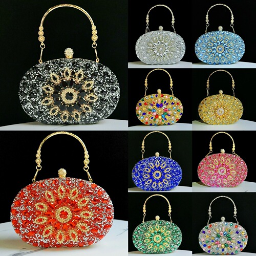 New Cross-border Water Diamond Sunflower Diamond Full Drill Egg Small Handbag Shoulder Bag Women's Bag Formal Dress Qipao Banquet Bag