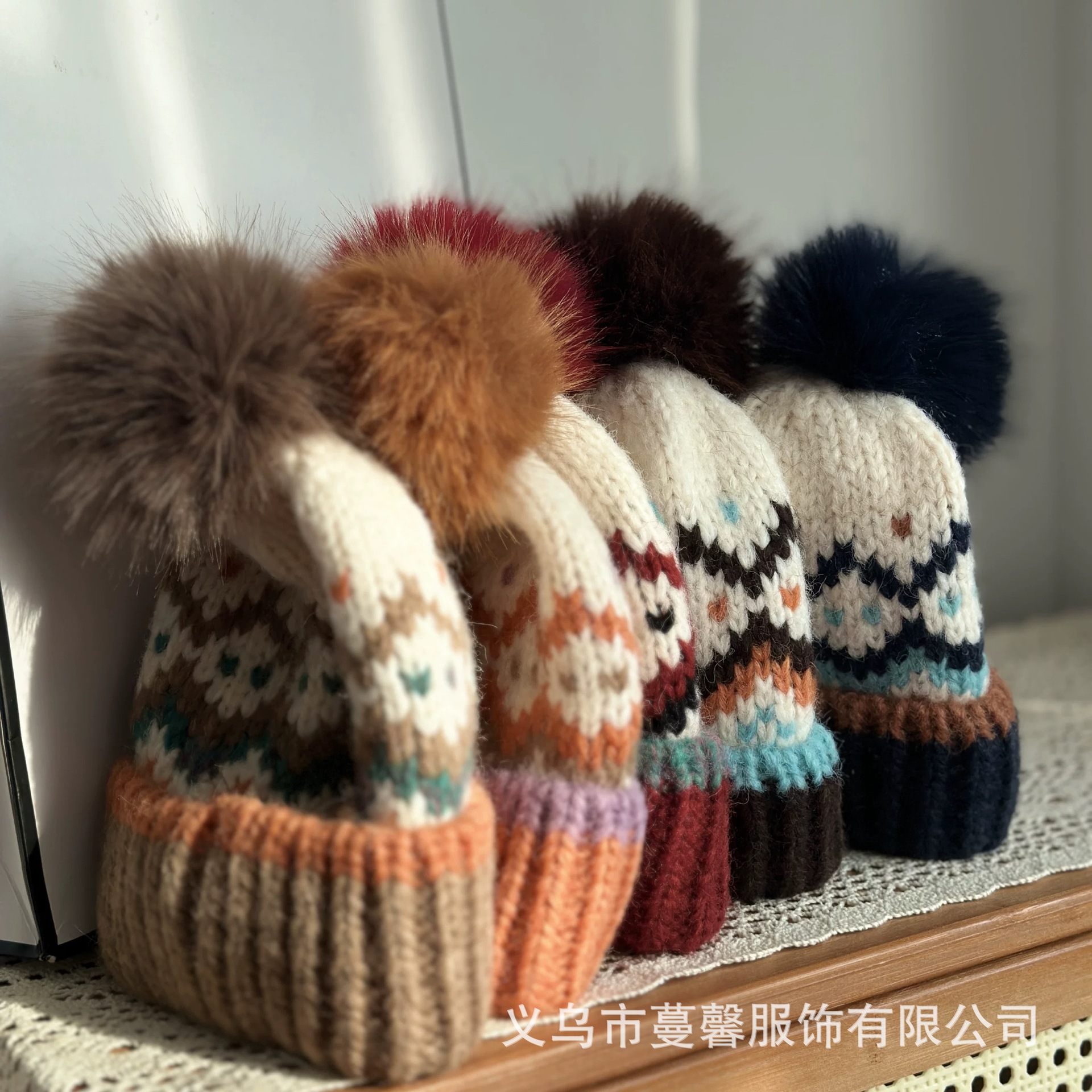 Retro woven woolen children's keep warm cute knitted hat