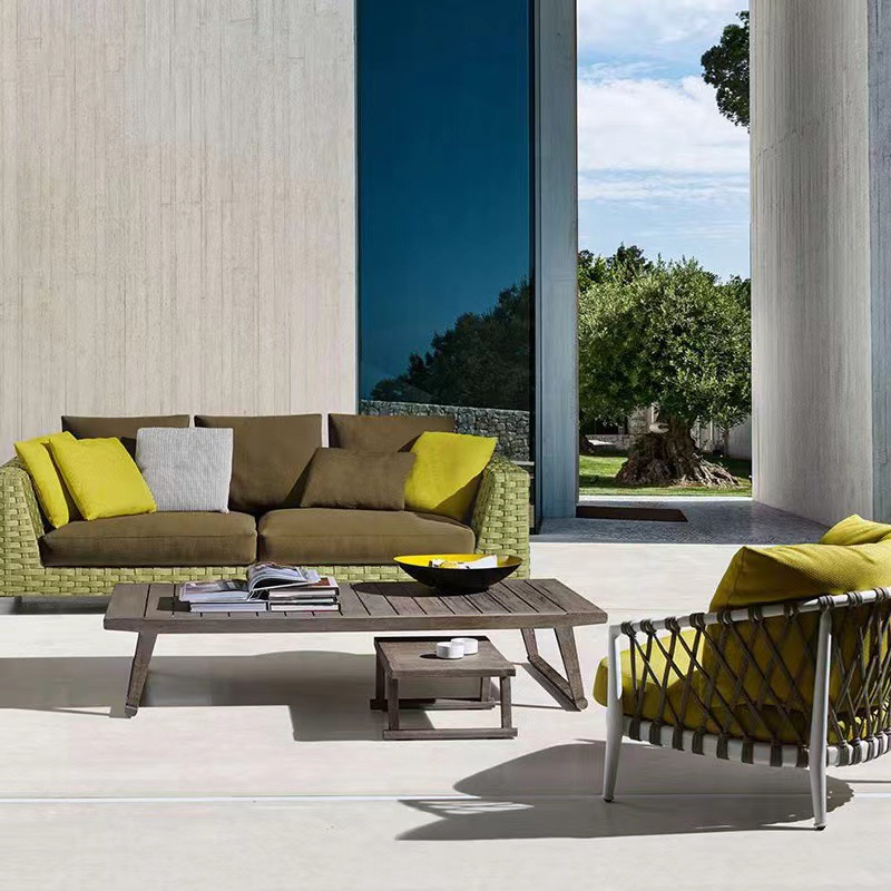 Sofá nórdico al aire libre patio casa de familia diseñador modelo muebles jardín área de ocio terraza sofá de ratán