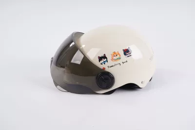 Helmet for Children, Motorcycle Safety — Motosiklet kaskı (dəbilqə) - beige-brown-short-mirror-3c-certification