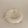 Organic retro necklace from pearl, choker, design accessory, chain for key bag , trend of season