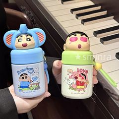 蜡笔小新公仔保温杯儿童水杯学生上学专用高颜值女生便携杯子可爱