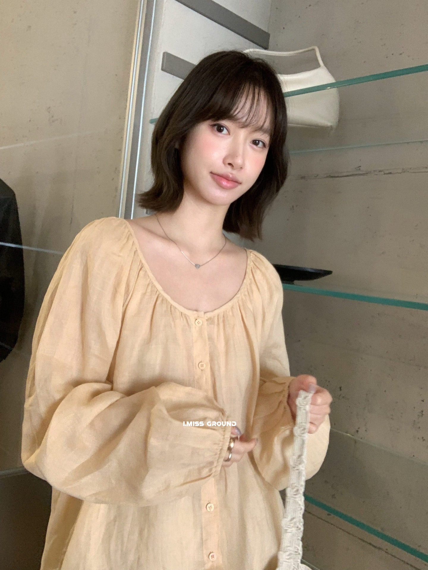 Áo sơ mi nữ tay lửng chất liệu ramie thoáng mát phong cách Pháp — trắng ngà, hồng nhạt, Bột cam, Vàng nhạtcolor chi tiết 22