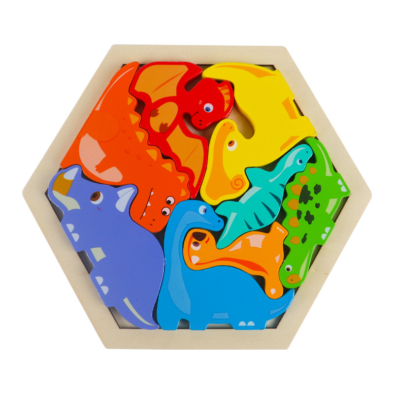 Dibujos animados para niños, rompecabezas de madera tridimensional creativo, rompecabezas de animales, rompecabezas de construcción de bloques de construcción, rompecabezas de tráfico image 6