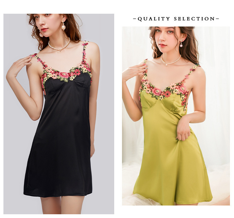 Yiying nouvelle chemise de nuit sexy sangle satin pyjamas femmes été pur désir style chemise de nuit tentation sexy lingerie costume_voghion.com