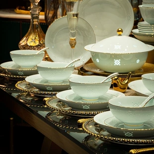 2024 год новая Jingdezhen подглазурная цветная изысканная чаша и набор блюд для домашнего использования фарфор китайский кость чаша и тарелка палочки столовые приборы Qiao Qian