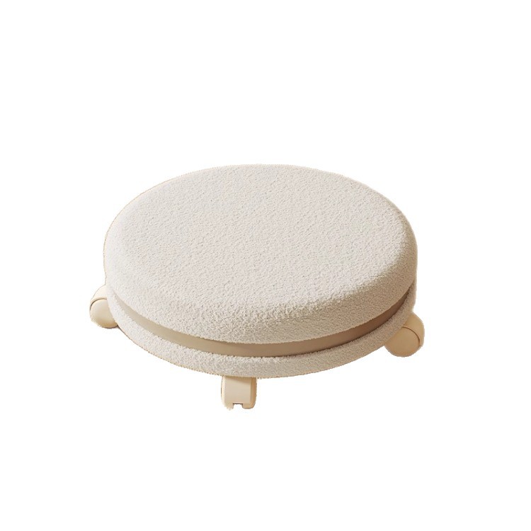 Taburete pequeño para el hogar taburete corto polea respaldo taburete corto rueda universal de viento crema silla para niños belleza silla silenciosa taburete deslizante