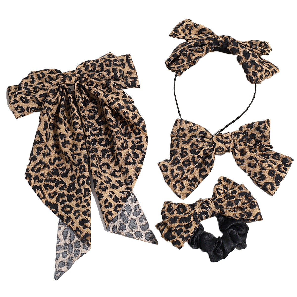 Estilo de moda europeo y americano personalidad nicho de diseño arco leopardo aro de pelo clip de resorte retrógrado anillo para el pelo accesorios para el pelo