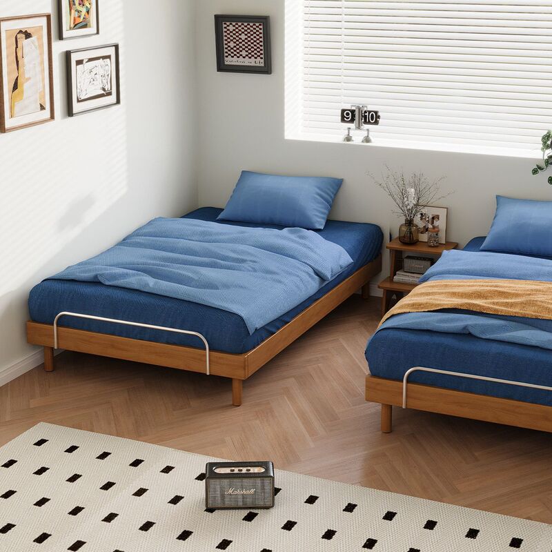 Factory Direct Supply, Solid Wood Bed Frame Without Headboard, Vintage Style Guesthouse Single Bed, Can Be Combined into a Tatami Solid Wood Bed