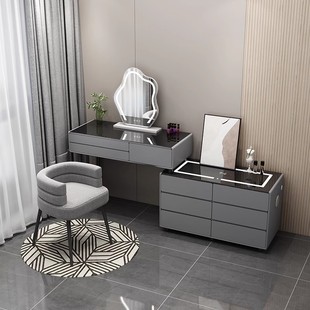 Dressing Table Cream Style Solid Wood Storage Cabinet Bedroom Smart Wireless Charging Modern Simple Bucket Cabinet Integrated Makeup Table