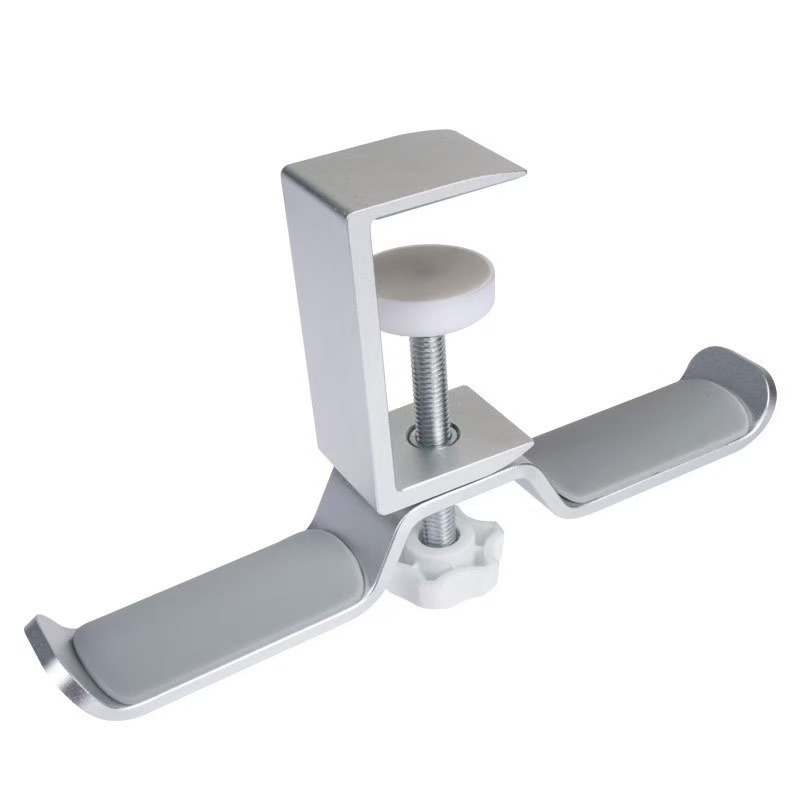 Molde privado sin perforar mesa tipo clip gancho auricular montado en la cabeza soporte para auriculares giratorio de 360 grados soporte para almacenamiento de artículos diversos