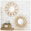 Northern Europe Wall Decorative mirror Retro circular ins Heteroclita manual Bamboo Hanging mirror Entrance Homestay Cosmetic mirror