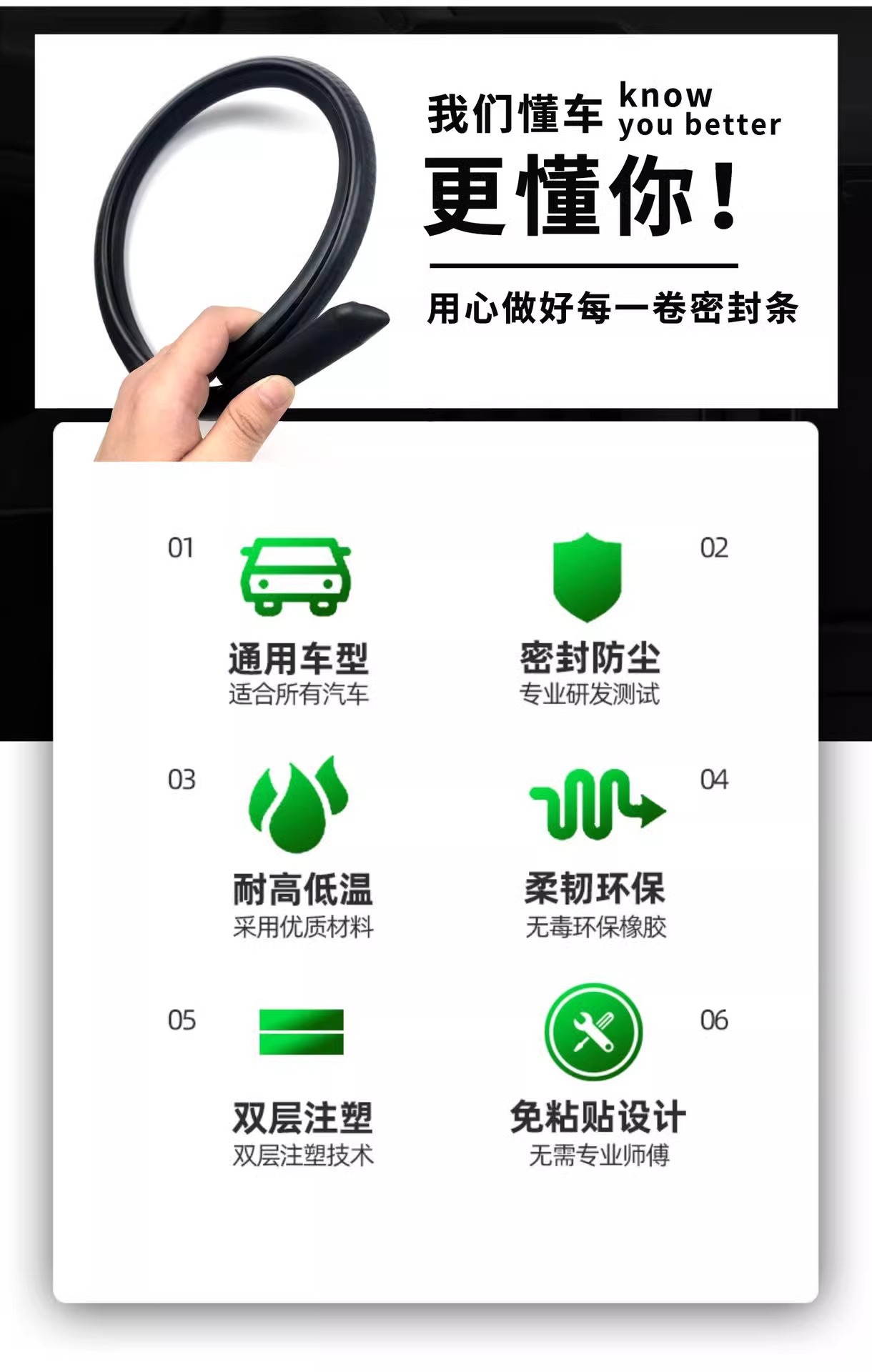 Car Sealing Strip Silent Door Gap Waterproof Car Door Noise Seal Dustproof Adhesive Strip Universal Car Door B-Pillar Soundproof Strip