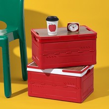 红色收纳箱可折叠可手提露营车载箱圣诞春节节日礼品箱零食收纳箱