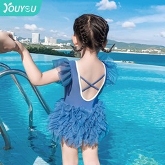 Children's one-piece swimsuit 2023 new girl cute dress infant baby princess hot spring swimsuit for small children