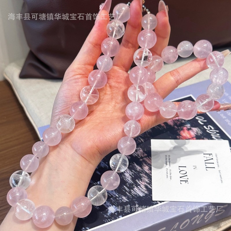天然ローズクォーツ六芒星ライトパウダービーズクリスタルブレスレットクリスタルブレスレットスノーフレークホワイトゴーストスター同じスタイル|undefined