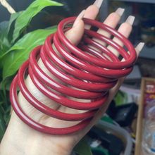 朱砂紫金砂带星光点内刻心经宽条手镯叠戴叮当镯54—64圈口镯子