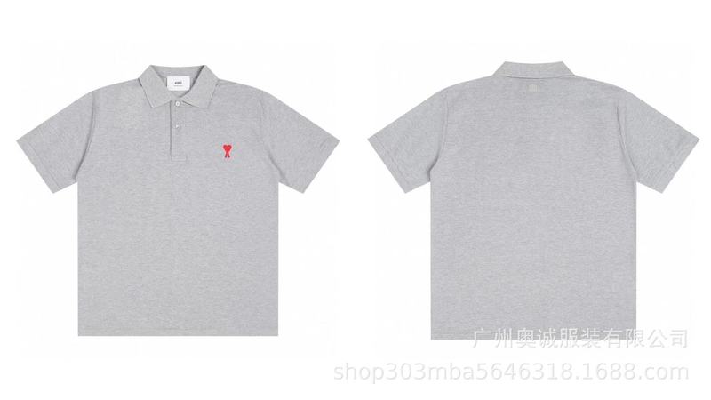 クロスボーダー 25ss ami POLO 小さな刺繍半袖カップルラウンドネックルーズスポーツカジュアル Tシャツ男性と女性用|undefined