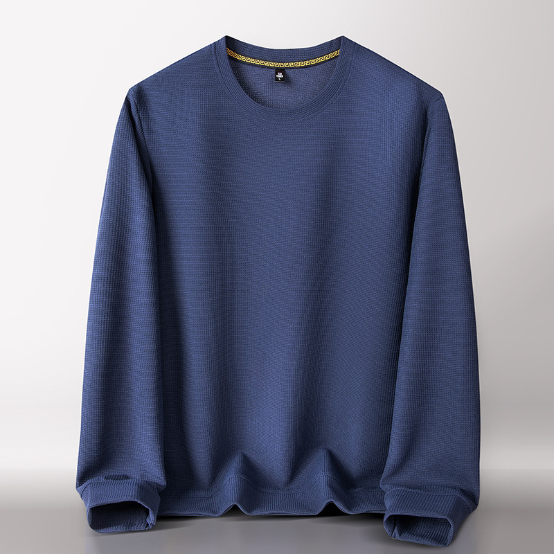 Solid demi-season sports sweatshirt with a round collar for leisure
