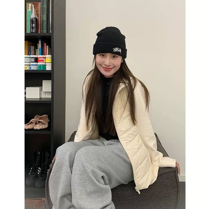 楠涛轻薄拼接设计感连帽羽绒服女秋冬新款90鸭绒修身显瘦保暖外套