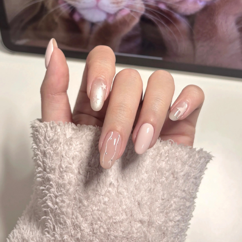 2026 popular Korean-style ins-inspired hand-painted cat-eye handmade press-on nails, nail art patches, nail tips wholesale