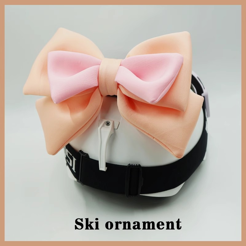 Super Cute Light Orange and Light Pink Double Layer Bow Riding Ski Helmet