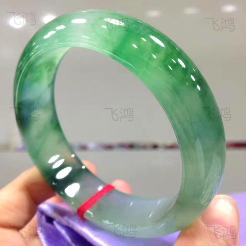 アイスビルマ翡翠ブレスレットAグレード老坑ビルマ陽緑花翡翠ブレスレット女性用|undefined