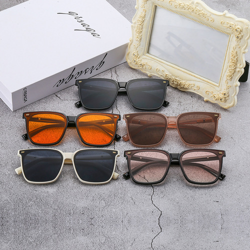 Sunscreen sunglasses for women, high-end ins, large square frame, round face, slimming polarized sunglasses, men's driving glasses wholesale