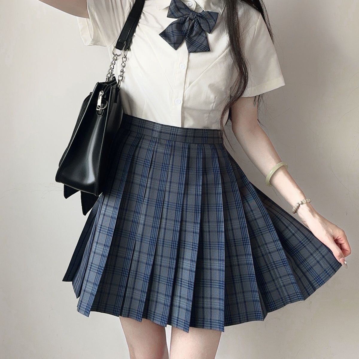 여름 JK 유니폼 허리 대학 스타일 스커트 소녀 스타일 주름 치마 스커트 높은 허리 스커트 공장 공급