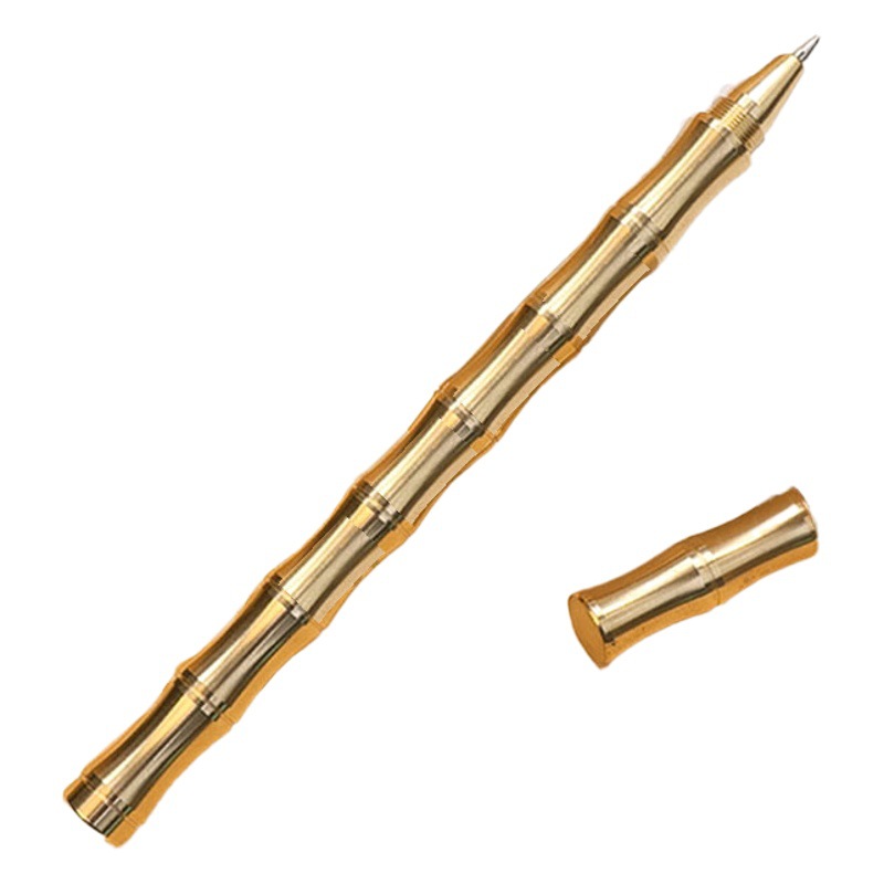 Vintage brass bamboo pen metal pen holder neutral business signature pen Brass pen Chinese household pen