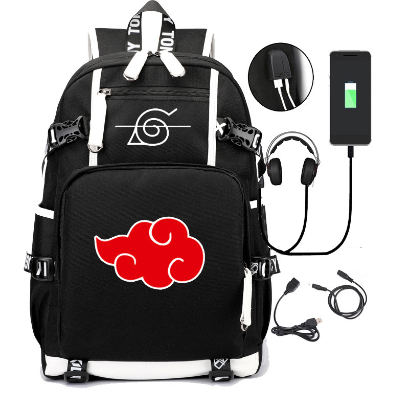 New Naruto Print USB Teenage Student Schoolbag Men and Women Casual Large Capacity Travel Backpack