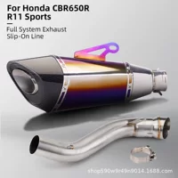 Подходит для модификации выхлопной трубы мотоцикла CBR650R, средняя часть из нержавеющей стали + зеркальная хвостовая часть Yoshimura R11, универсальная 51 мм