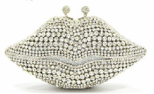 Selección estricta AliExpress labios diamantes bolsas de cena damas vestidos de banquete de diamantes bolsas de mano de metal caja dura bolsas azules