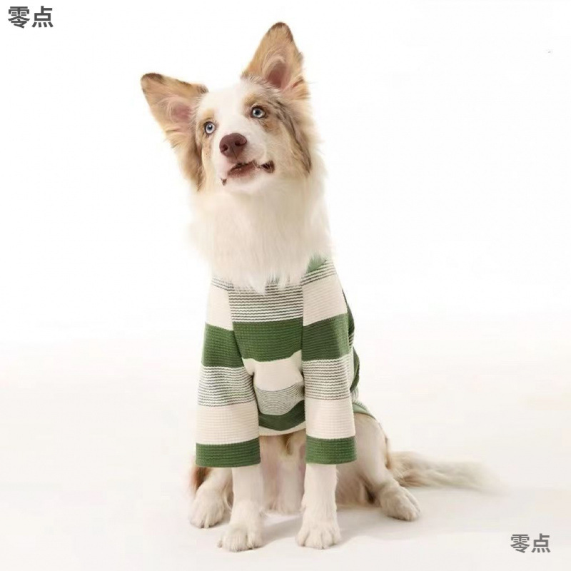 简约复古ins宠物狗狗衣服中小型犬雪纳瑞边牧金毛拉布拉多条纹T恤|undefined