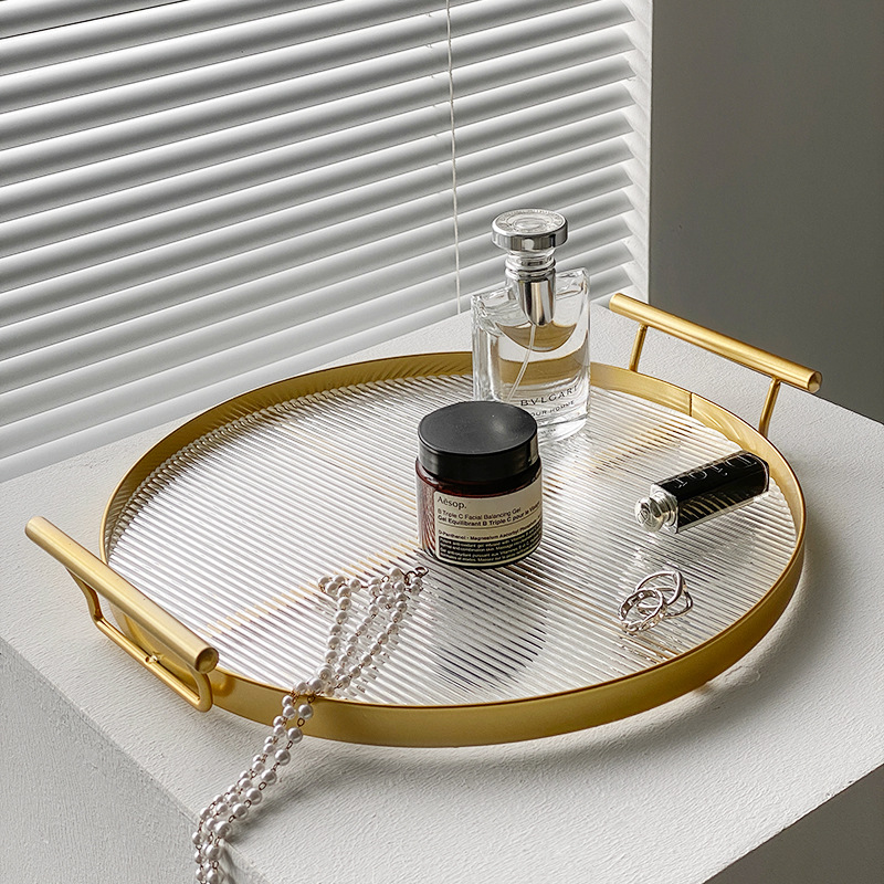 Shanen Luz de lujo binaural bandeja ins estilo hogar bandeja redonda taza de té bandeja de té SALA DE AGUA bandeja de almacenamiento