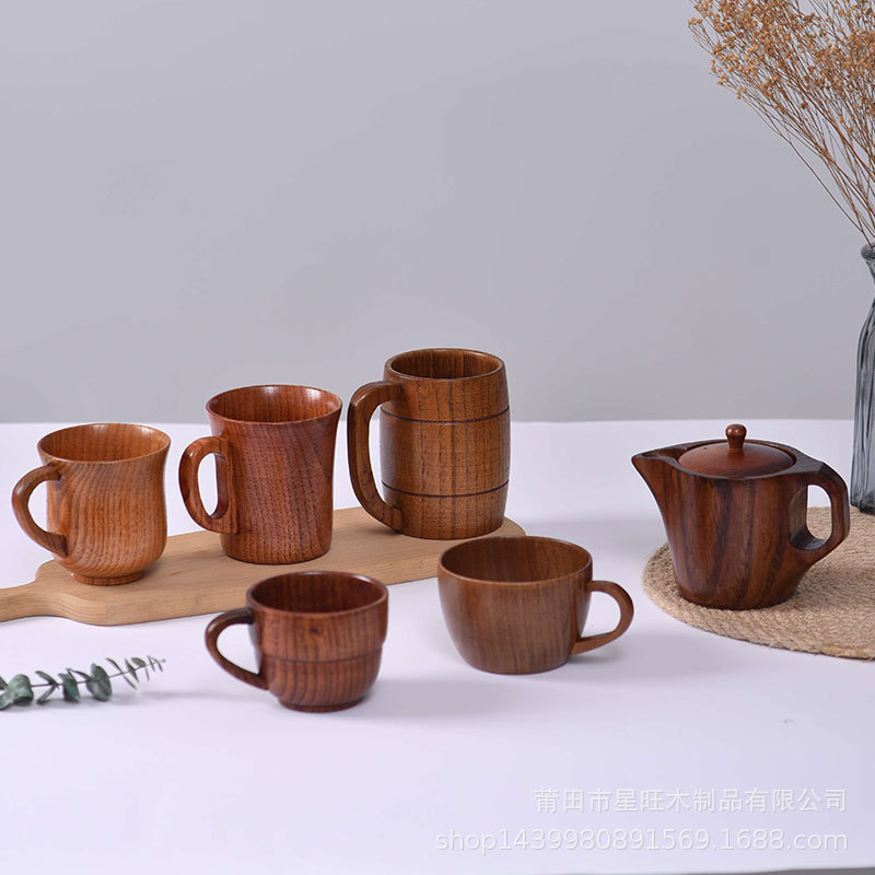 Suministro directo de fábrica anti-escaldado taza de café de madera mango creativo de madera taza de madera protección del medio ambiente taza de agua retro gran cantidad descuento en stock