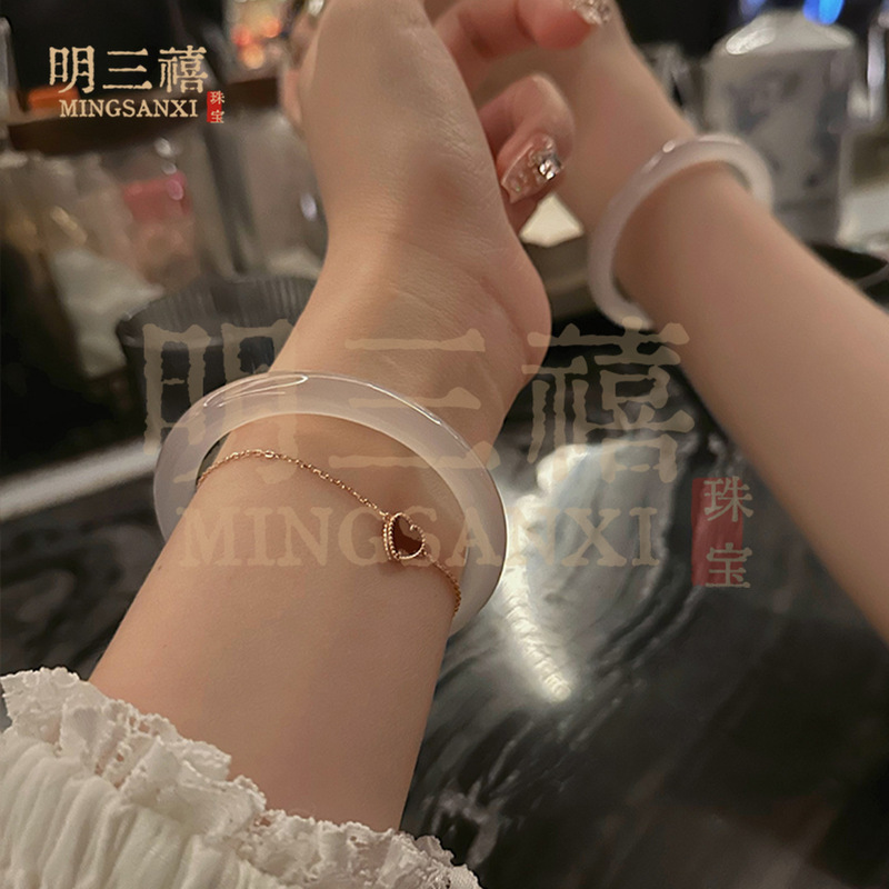 天然バイオレット玉髄ブレスレット氷種瑪瑙淡紫少女玉腕輪レイシ冷凍円条宝石サトイモ|undefined