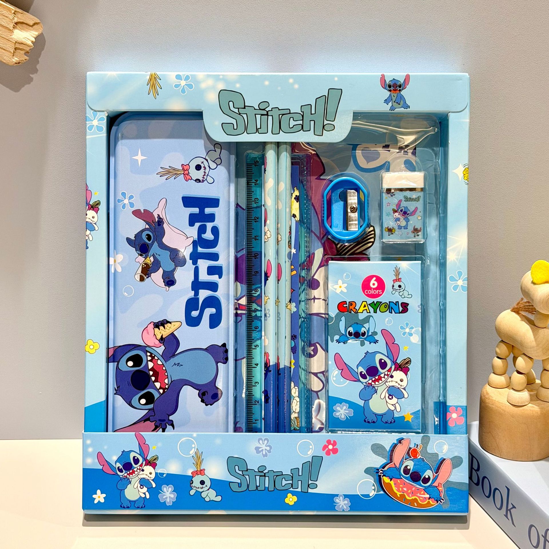 Caja de regalo de lápiz de dibujos animados, regla, cuchillo de lápiz, jardín de infantes, 1 de junio, papelería, caja de regalo