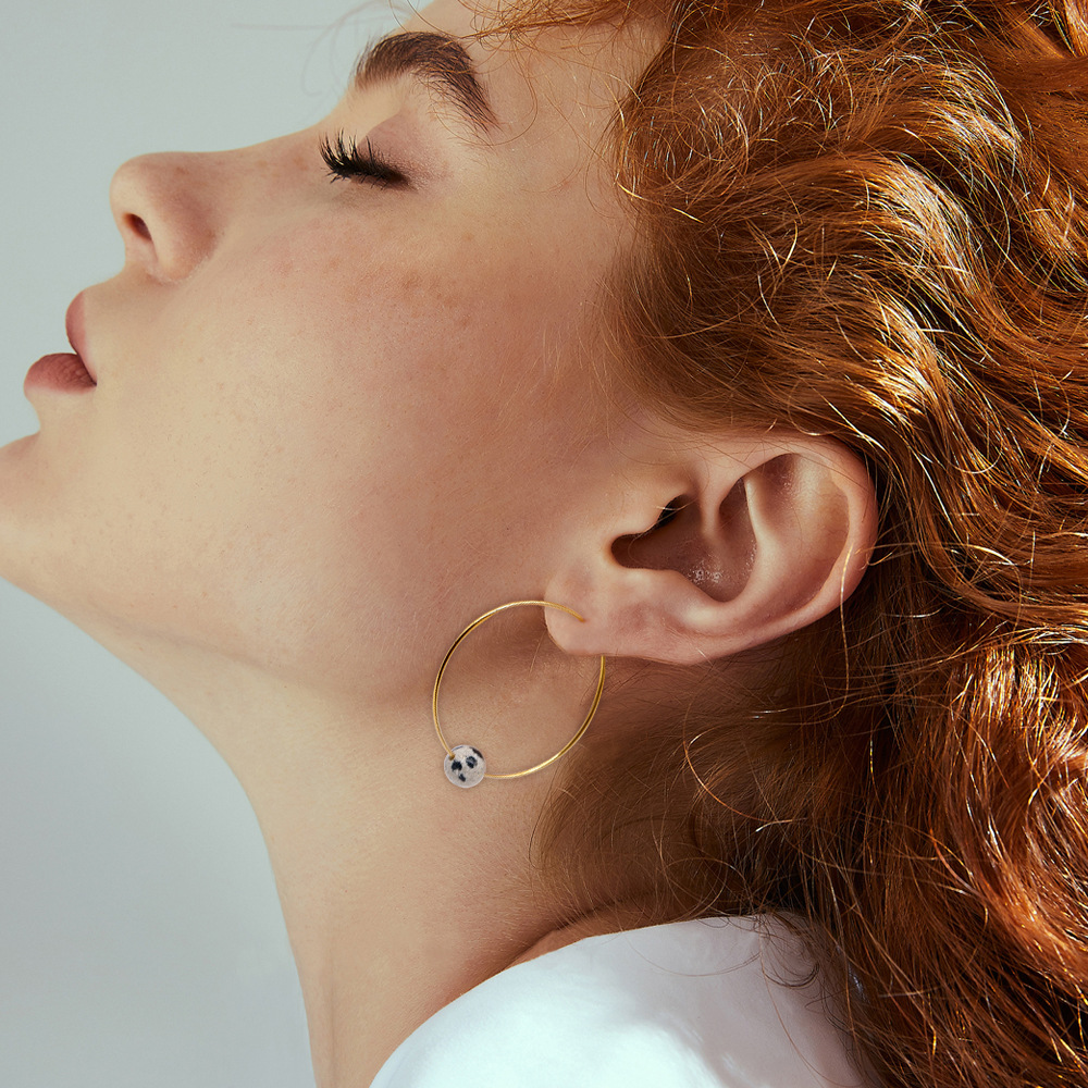 1 Pair Sweet Geometric Alloy Inlay Gem Womenu0027S Hoop Earrings